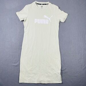 Puma‎ Logo T-Shirt Dress Beige Bodycon Style Women's Size Medium Casual Stretchy